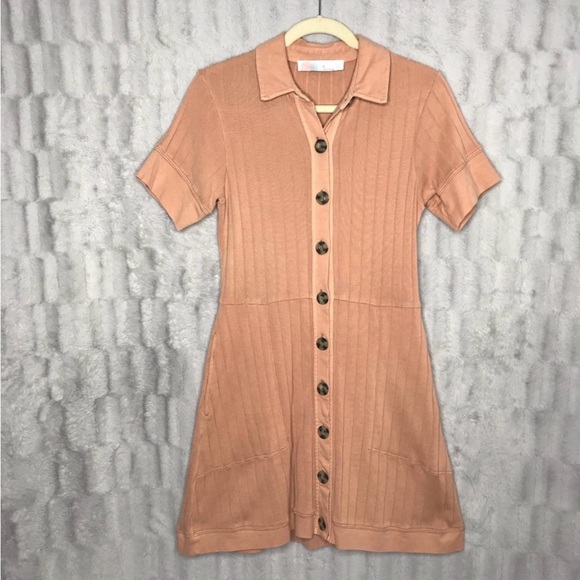 Free People New Afternoon Button Down Ribbed Dress - Picture 2 of 7